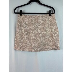 Leopard‎ Print Mini Skirt Taupe Cream Pink Zipper Back Casual Style Women's 14
